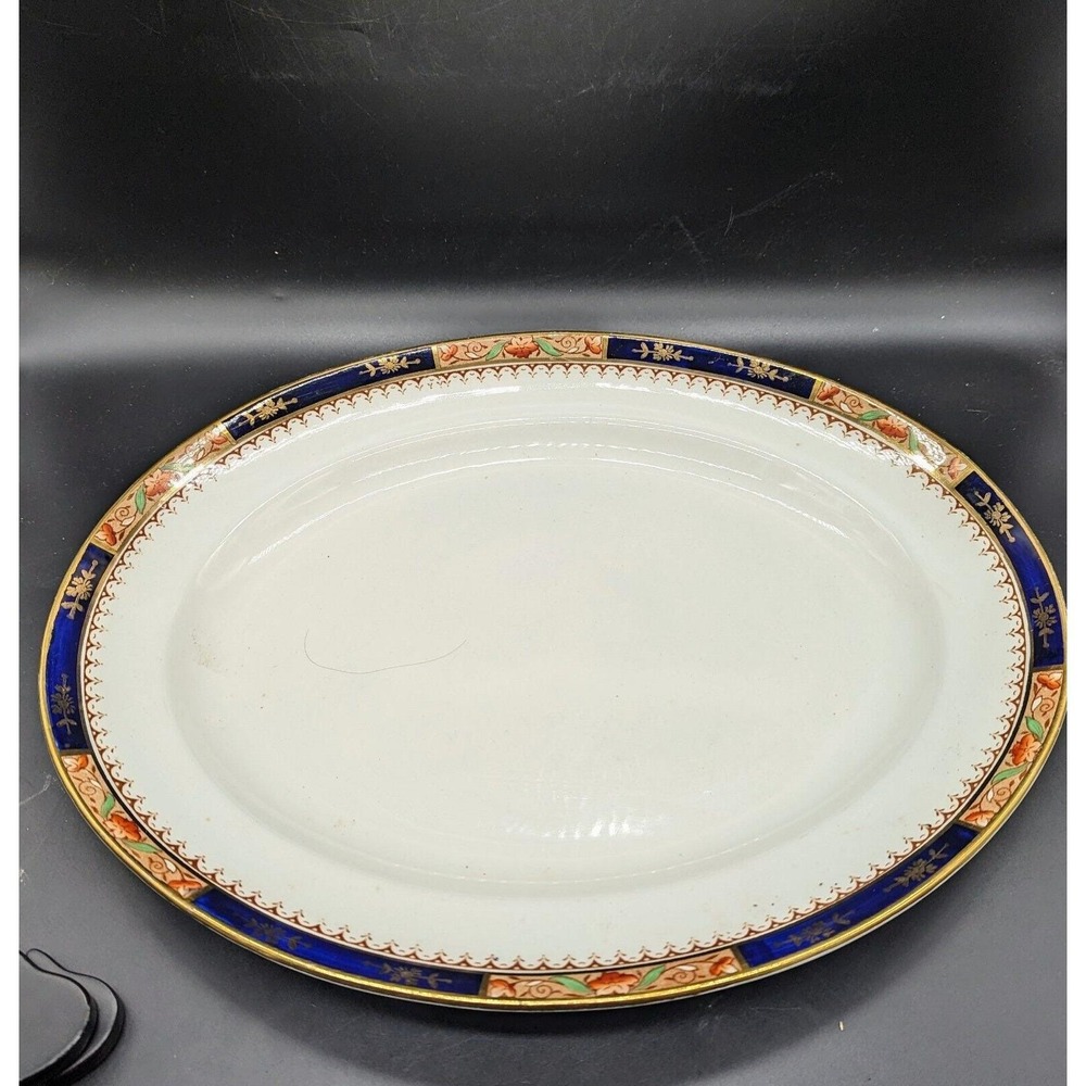 Vintage Burleigh Ware Satsuma Oval Serving Platter England Floral 16"